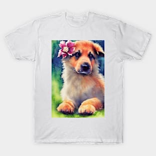 Watercolor german sheperd puppy T-Shirt